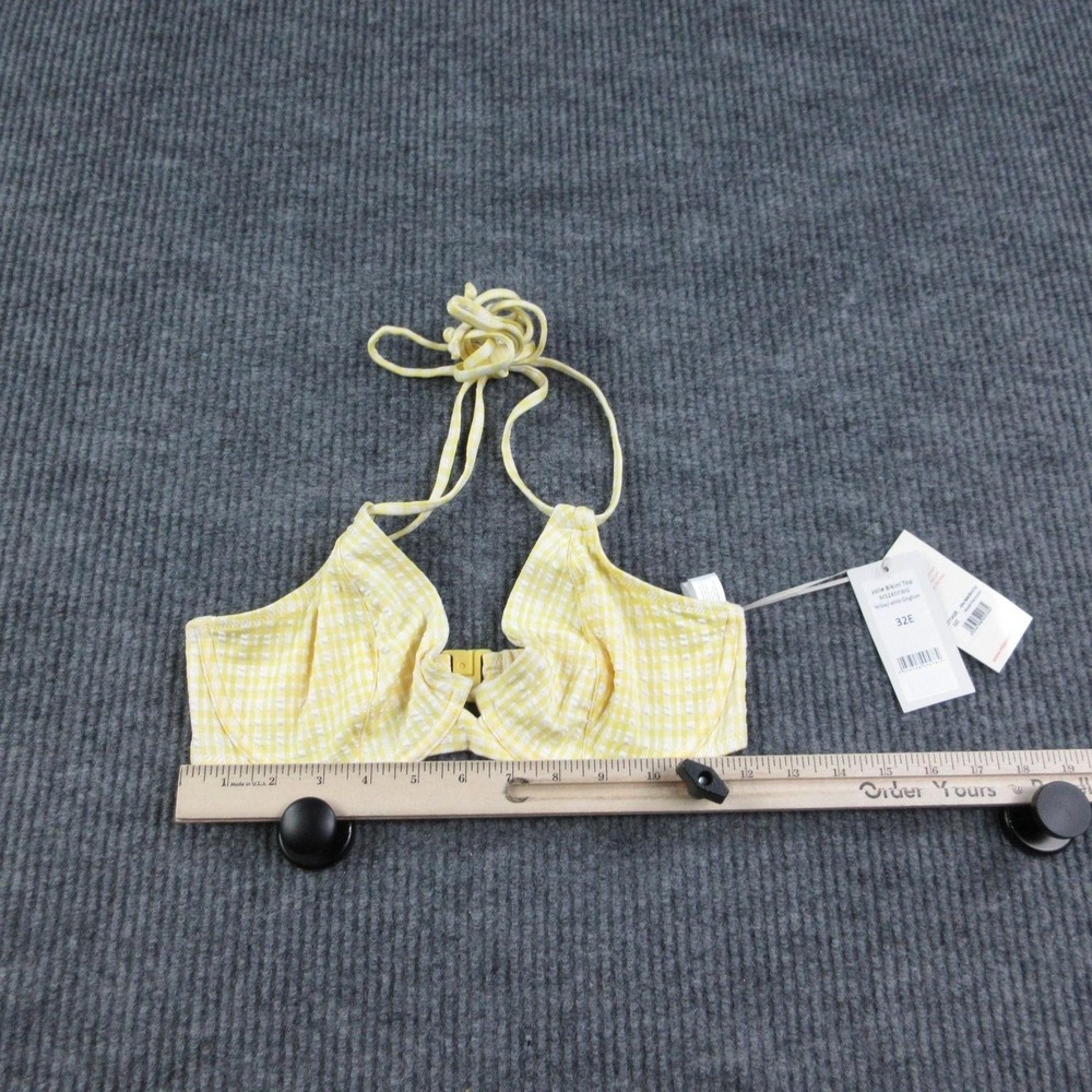 Miss Mandalay Top Womens 32E Yellow White Gingham Jolie Halter Lined NWT